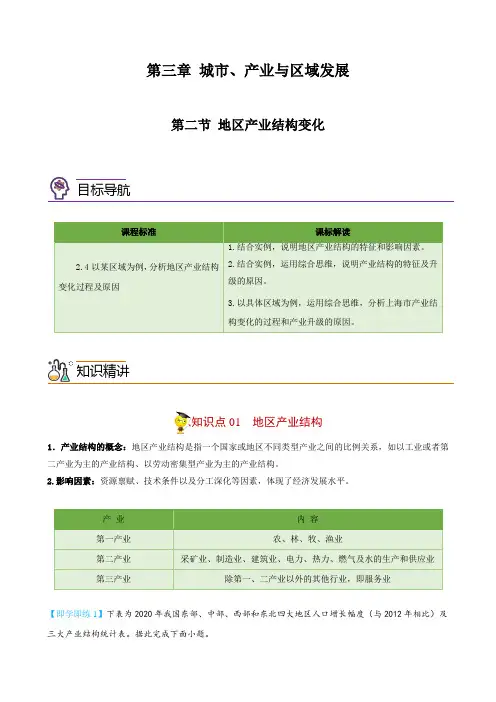 地区产业结构变化(学生版)高二地理精品讲义(人教版选择性必修2)