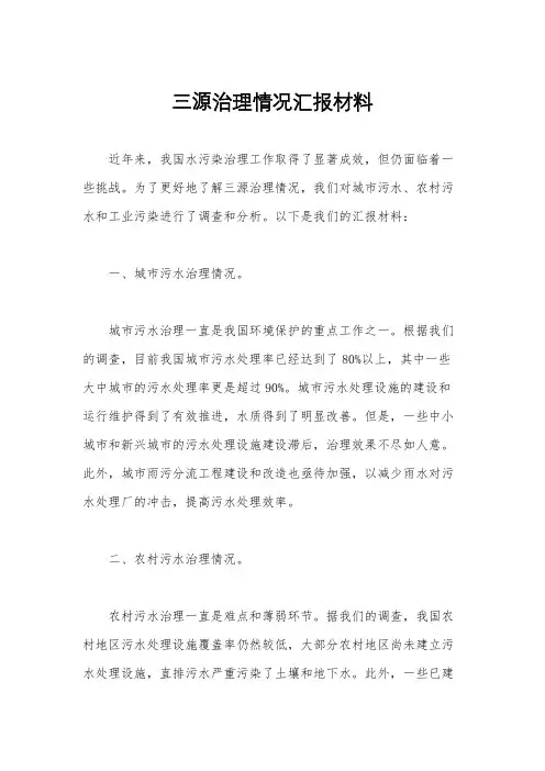 三源治理情况汇报材料
