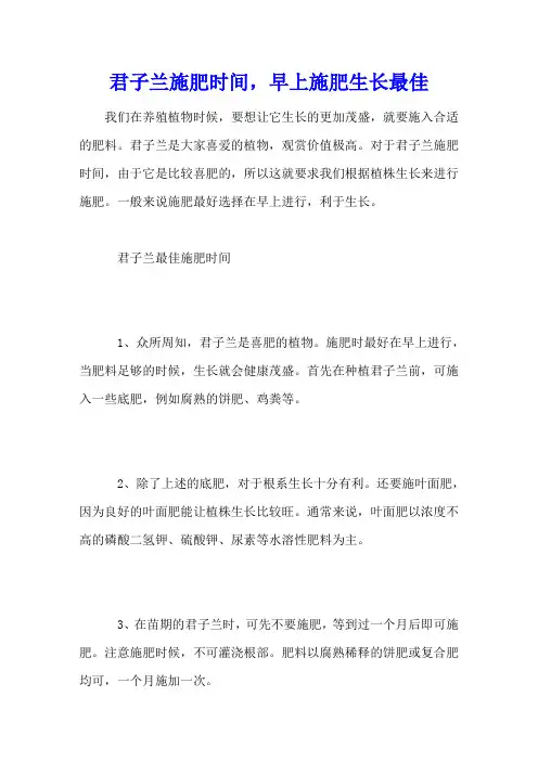 君子兰施肥时间,早上施肥生长最佳