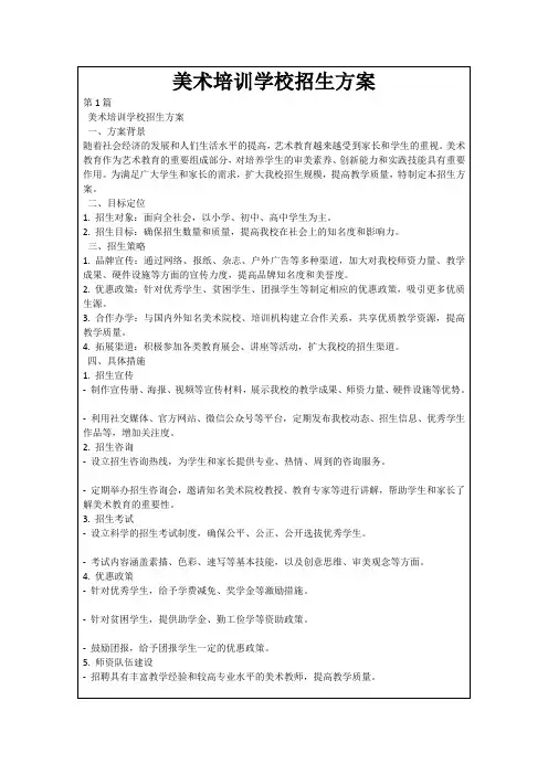 美术培训学校招生方案