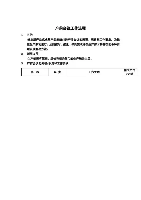 产前会议工作流程