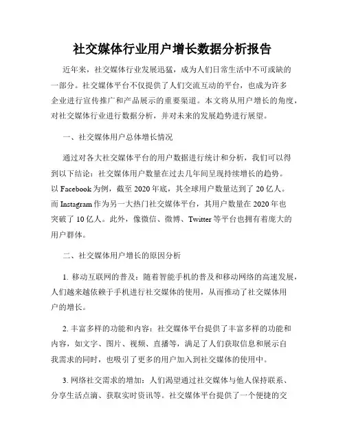 社交媒体行业用户增长数据分析报告