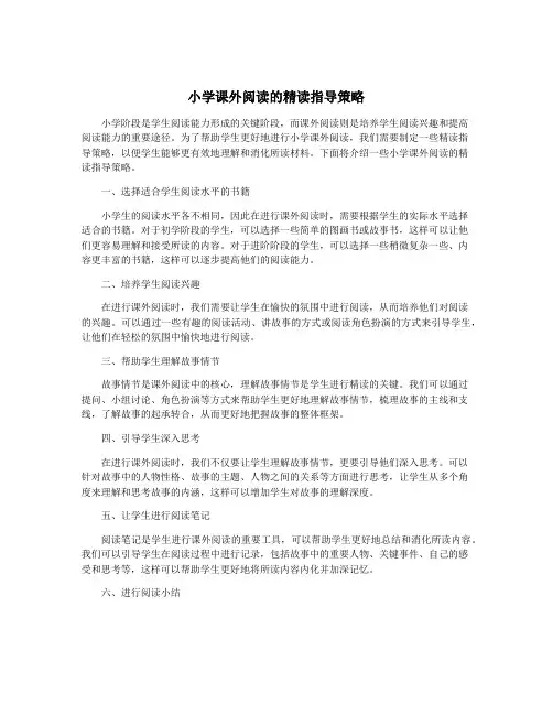 小学课外阅读的精读指导策略