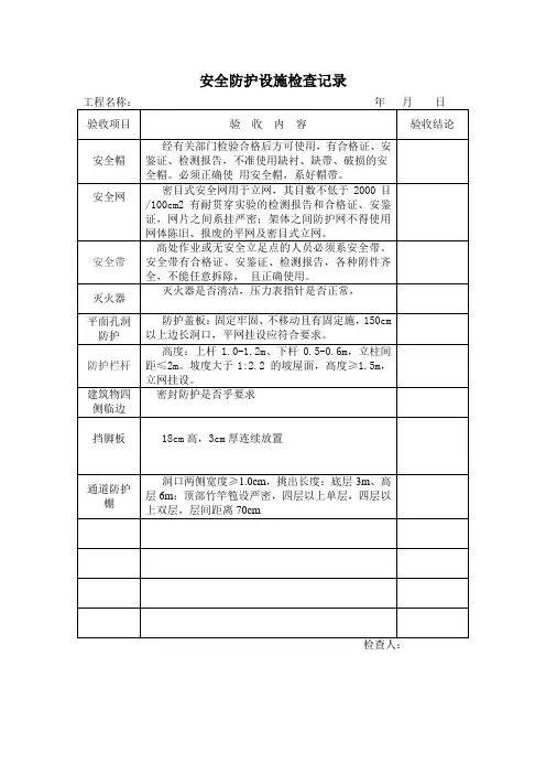 安全防护设施验收表