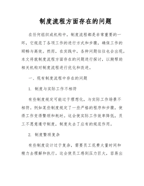 制度流程方面存在的问题