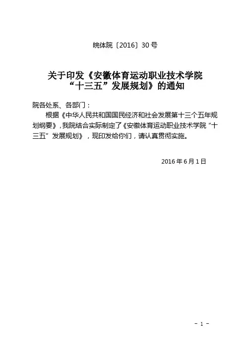 安徽体育运动职业技术学院战略规划