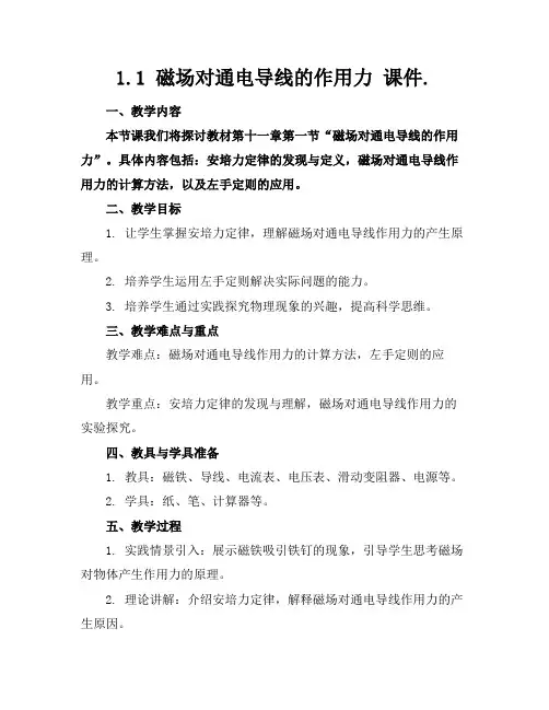 1.1磁场对通电导线的作用力课件.