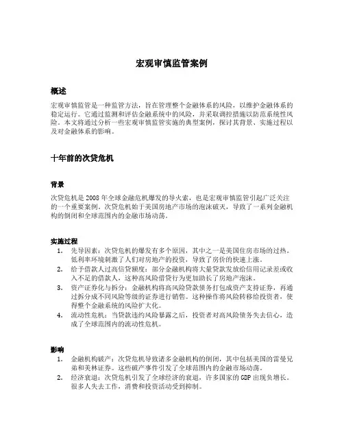 宏观审慎监管案例