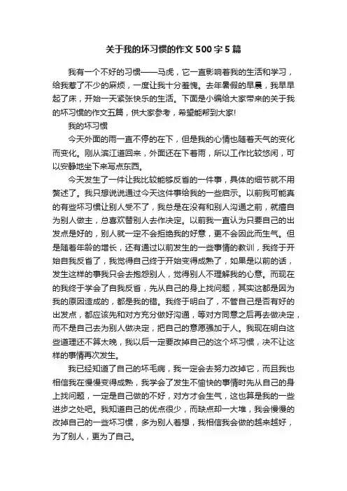 关于我的坏习惯的作文500字5篇