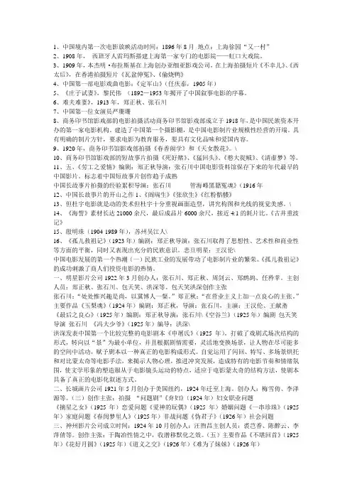 中国境内第一次电影放映活动时间