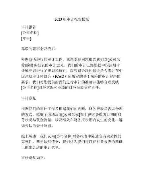 2023版审计报告模板