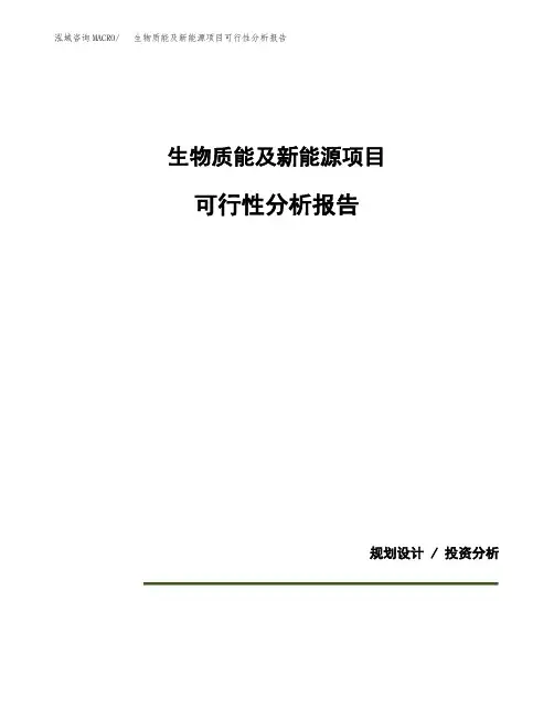 生物质能及新能源项目可行性分析报告(模板参考范文)