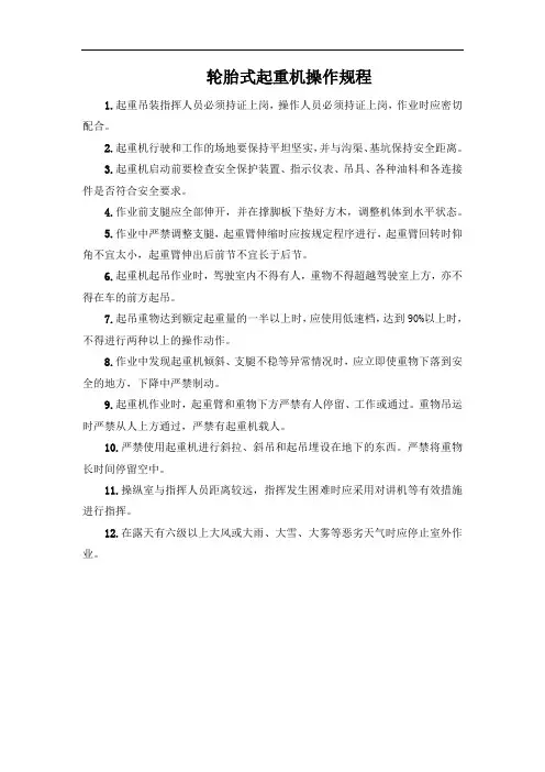 轮胎式起重机操作规程