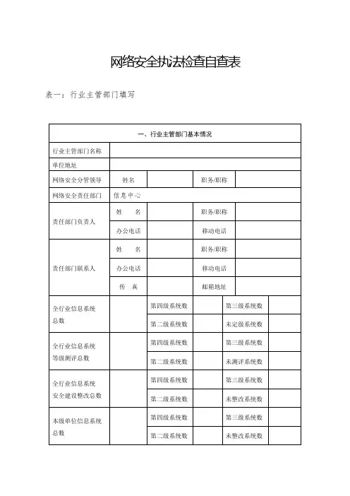 网络安全执法检查自查表