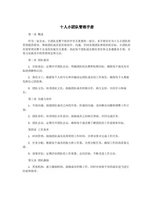 十人小团队管理手册