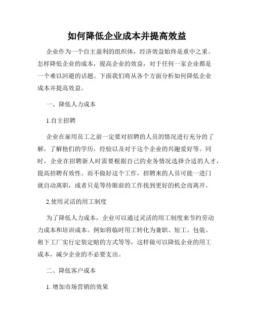 如何降低企业成本并提高效益