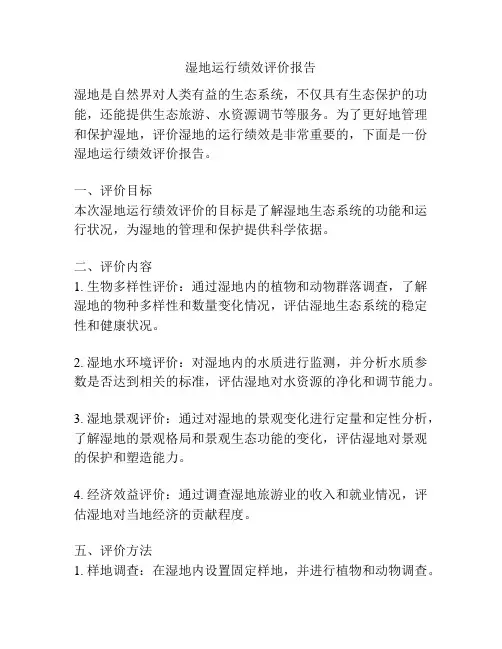 湿地运行绩效评价报告