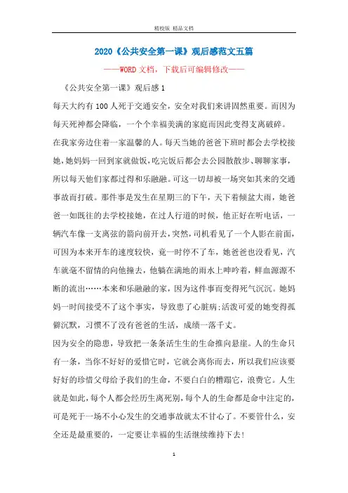 2020《公共安全第一课》观后感范文五篇