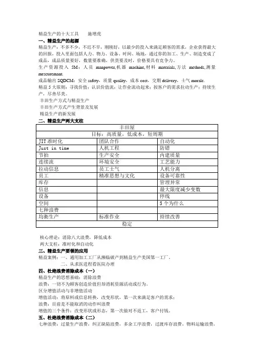 精益生产十大工具