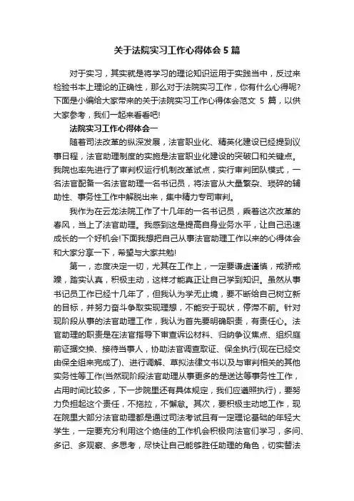 关于法院实习工作心得体会范文5篇