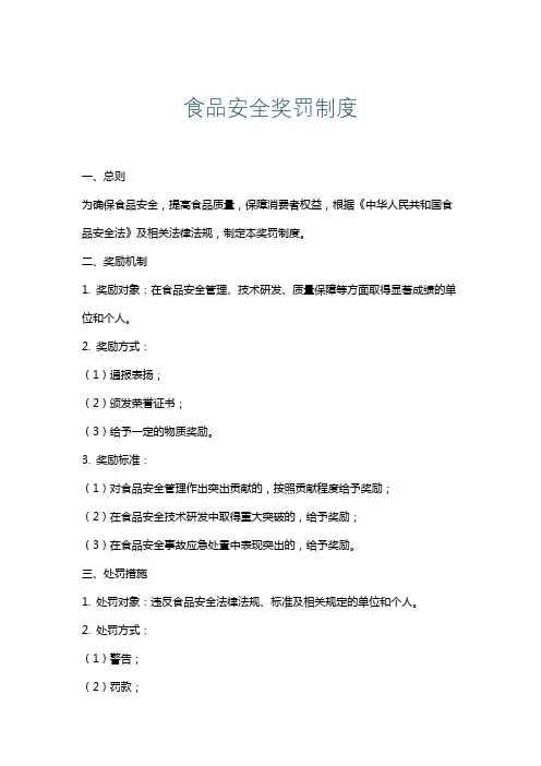 食品安全奖罚制度