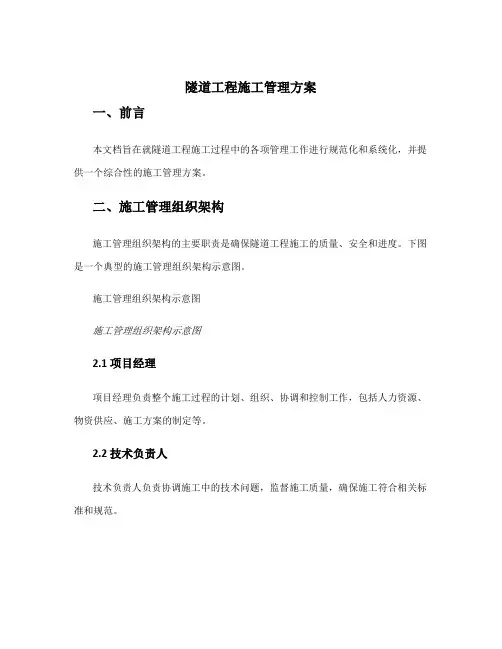 隧道工程施工管理方案
