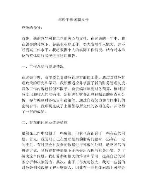 年轻干部述职报告