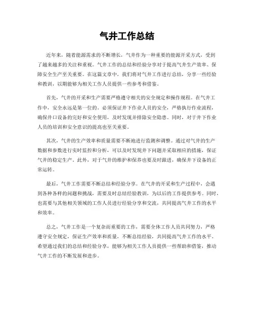 气井工作总结