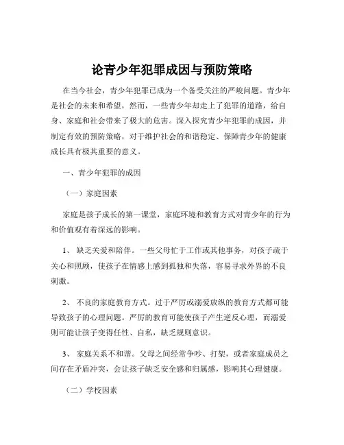 论青少年犯罪成因与预防策略