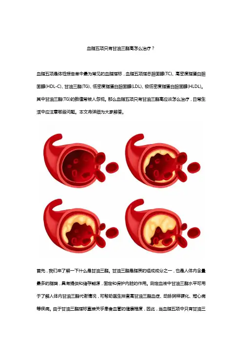 血脂五项只有甘油三酯高怎么治疗？吃悦思立普非诺贝酸片能降脂吗？