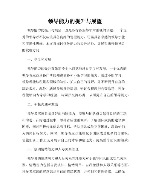 领导能力的提升与展望