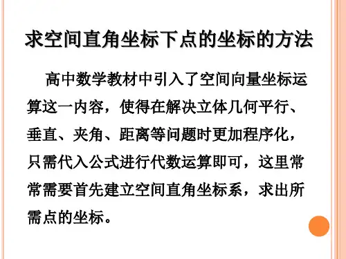 专题空间向量点坐标求法