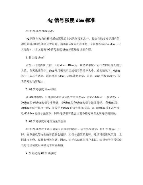 4g信号强度dbm标准