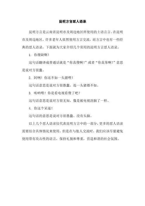 昆明方言怼人语录