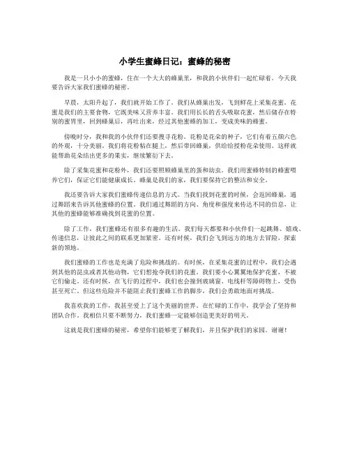 小学生蜜蜂日记：蜜蜂的秘密