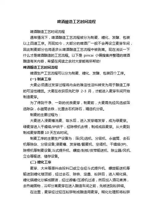 啤酒酿造工艺时间流程
