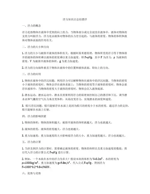 浮力知识点总结漂浮