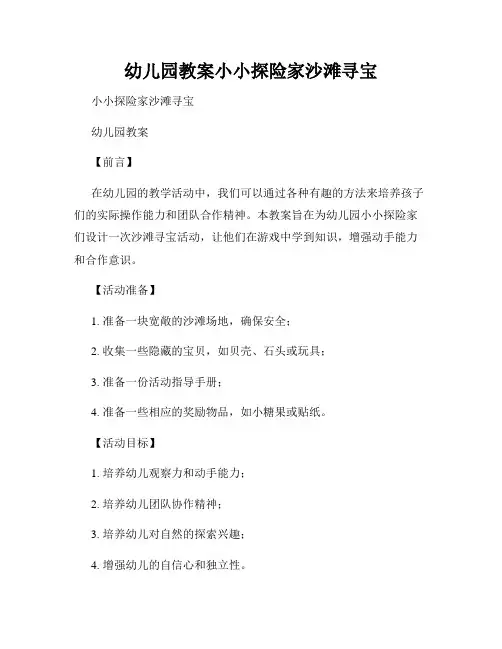幼儿园教案小小探险家沙滩寻宝
