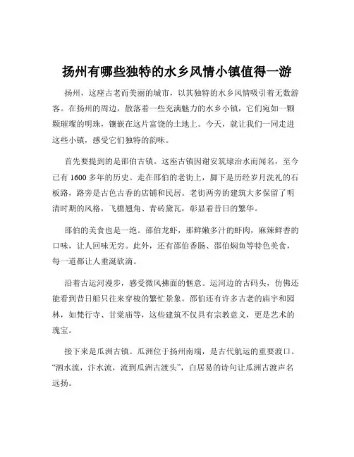 扬州有哪些独特的水乡风情小镇值得一游