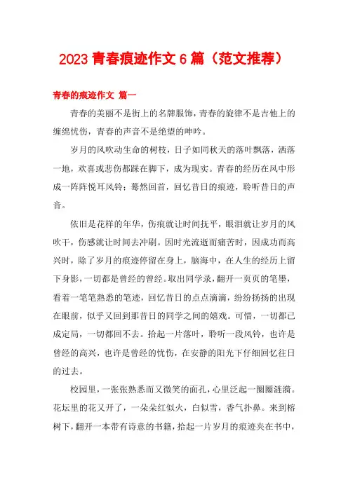 2023青春痕迹作文6篇