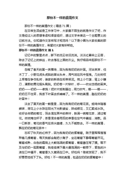 那份不一样的真情作文