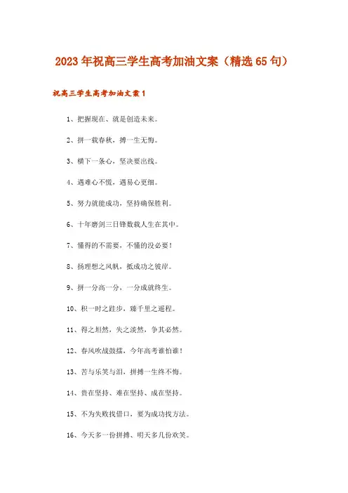 2023年祝高三学生高考加油文案（精选65句）