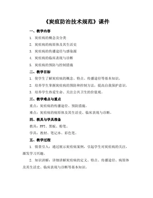 《炭疽防治技术规范》课件