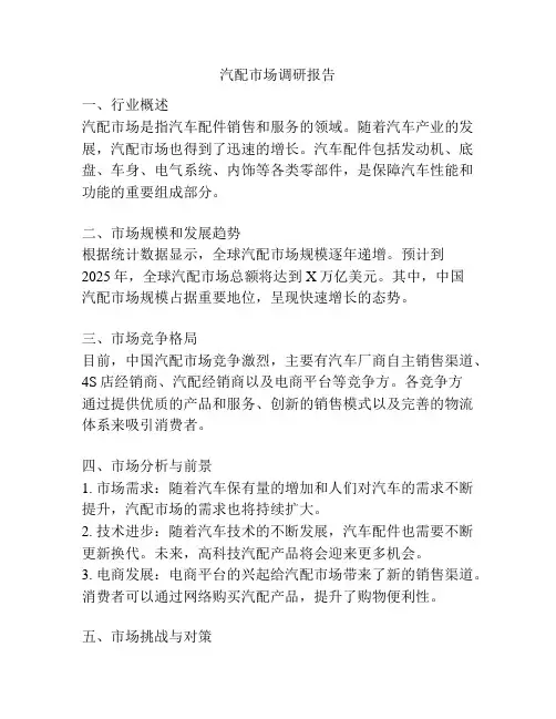 汽配市场调研报告