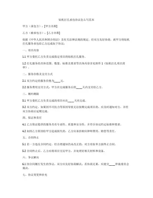 钻机打孔承包协议怎么写范本