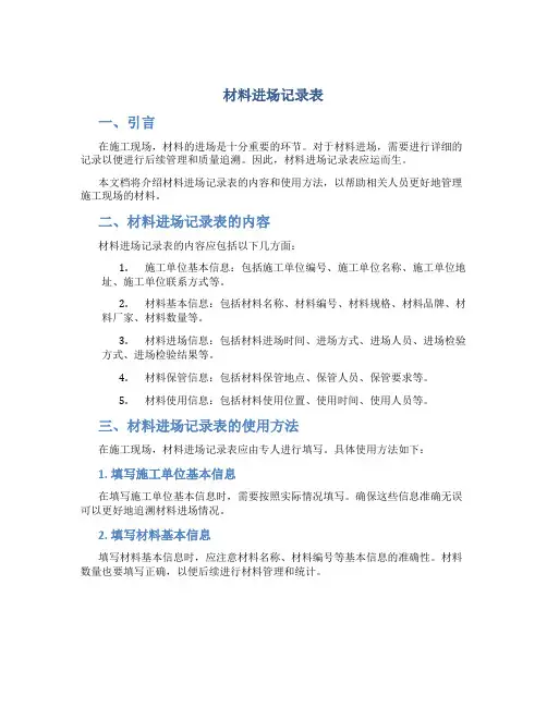 材料进场记录表