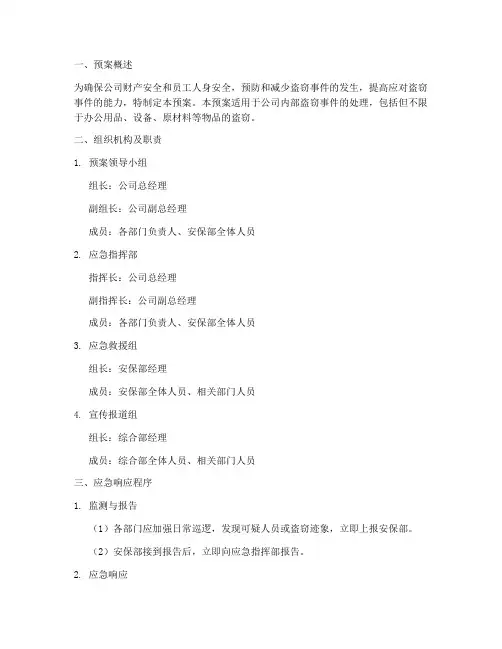 防盗窃应急预案范文