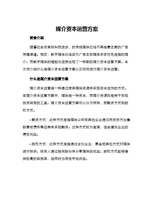媒介资本运营方案