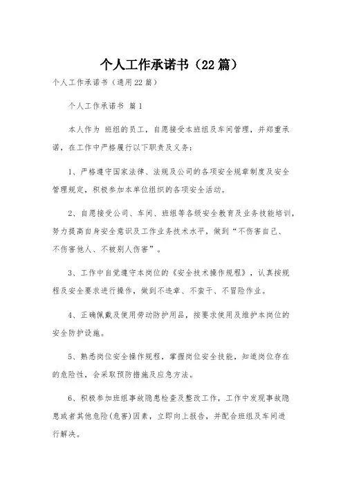 个人工作承诺书(22篇)
