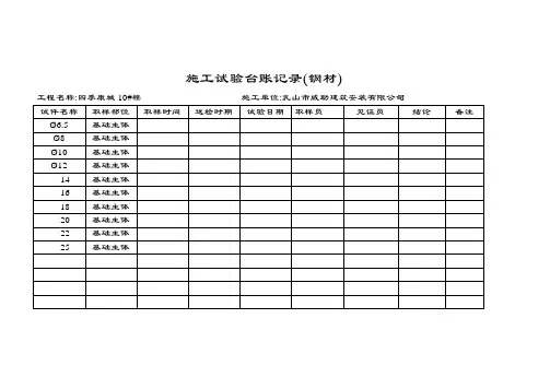 施工试验台账记录